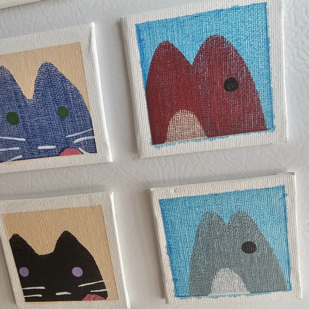 Cat & Fish Painted Magnet Set - Picture 3 of 7